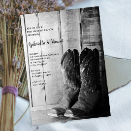 Invitación Botas Vaqueras Rústicas Almuerzo Occidental Despué