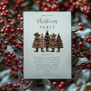 Invitación Botas Vaqueras Rústicas Navidad Occidental