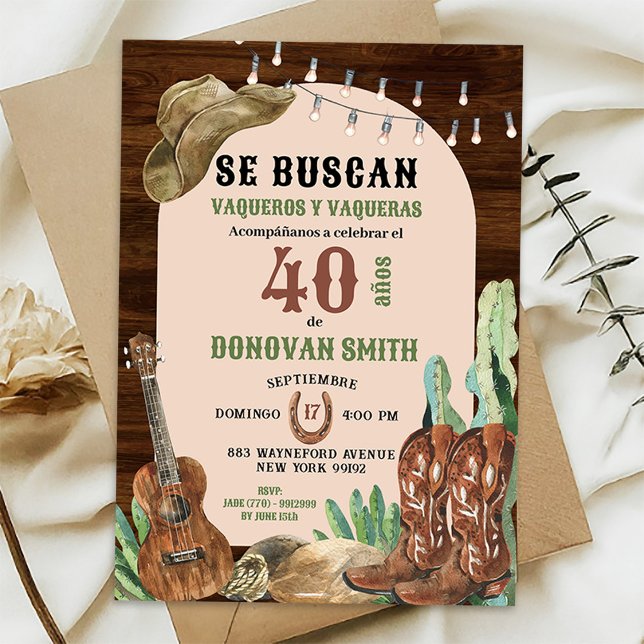 Invitación Botas vaquero occidentales mexicanas Cumpleaños (Subido por el creador)
