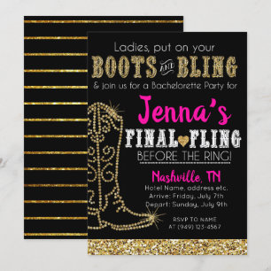 Invitación Botas y brillo Country Western fiesta de Nashville