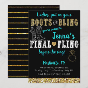 Invitación Botas y brillo Country Western fiesta de Nashville