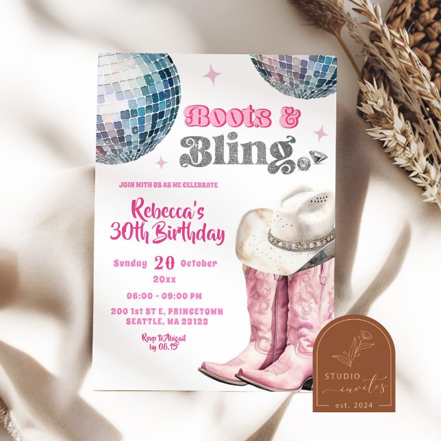 Invitación Botas y Brillo Cumpleaños de Vaquera Plateada (Subido por el creador)