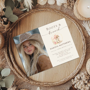 Invitación Botas y Brunch Fiesta de Despedida de Soltera Flor