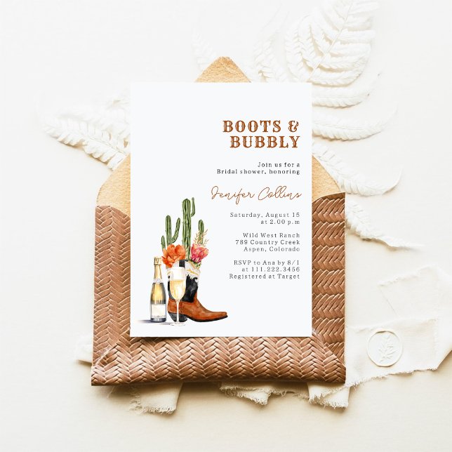 Invitación Botas y Burbujas Despedida de Soltera Western (Subido por el creador)