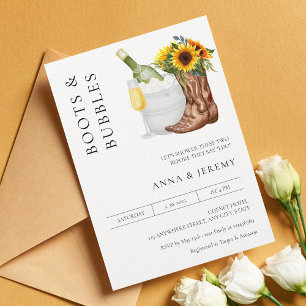 Invitación Botas y Burbujas Ducha de Parejas Minimalista Mode