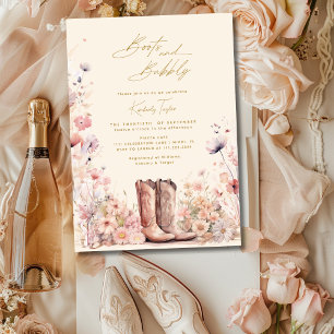 Invitación Botas y Burbujas Fiesta de Despedida de Soltera Fl