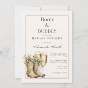 Invitación Botas y Burbujeante Despedida de Soltera Floral Ch