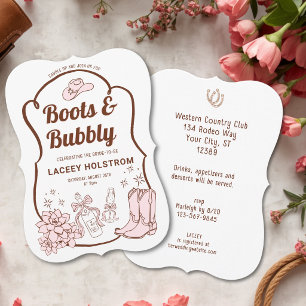 Invitación Botas Y Burbujeante Fiesta De Despedida De Soltera