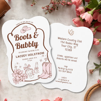 Invitación Botas Y Burbujeante Fiesta De Despedida De Soltera