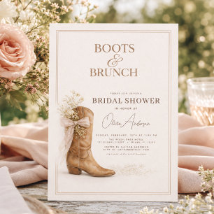 Invitación Botas y Desayuno de Boda con Lazo Floral