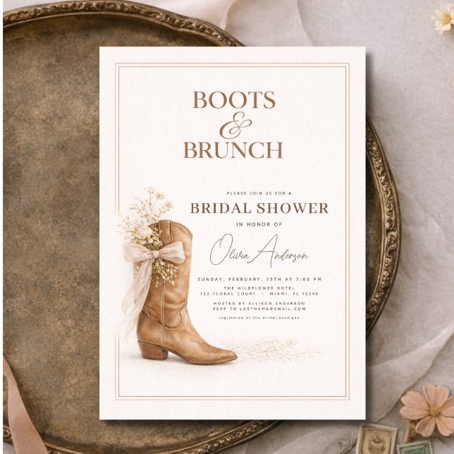 Invitación Botas y Desayuno de Boda con Lazo Floral (Subido por el creador)