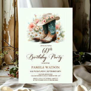 Invitación Botas y sombrero de vaquera para cumpleaños número