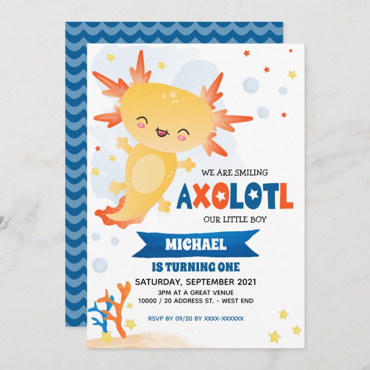 Invitación Bote Axolotl de oro Cumpleaños | Zazzle.es