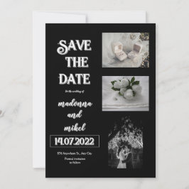Invitación Bote de fotos marrón Trendy Modern Save The Date W