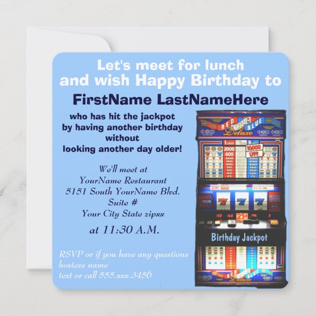 Invitación Bote de la máquina tragaperras del alumerzo del (Anverso)