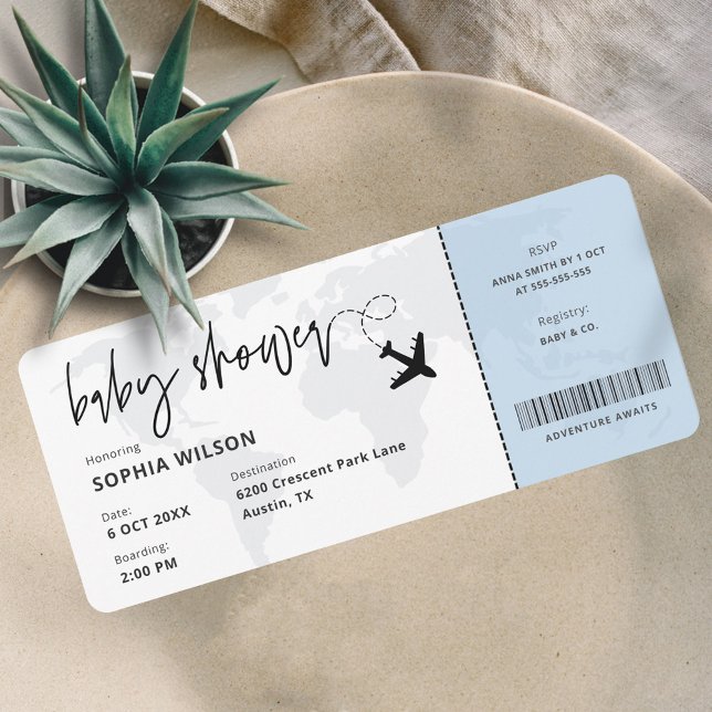 Invitación Bote Pass Travel Baby Boy Baby Shower (Subido por el creador)