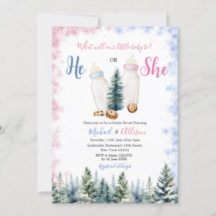 Invitación Botella De Bebé Rosa Y Azul Que Revela Su Género