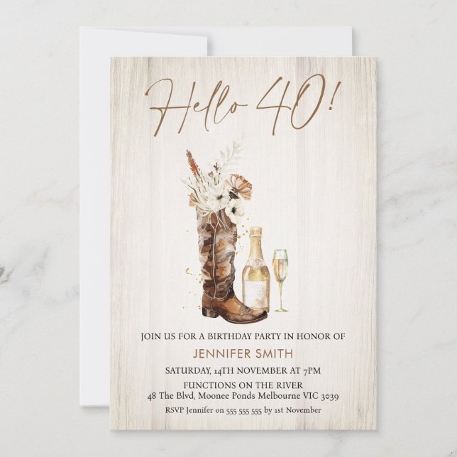 Invitación Botella de botellas de botellas de bota rustica Fl (Anverso)