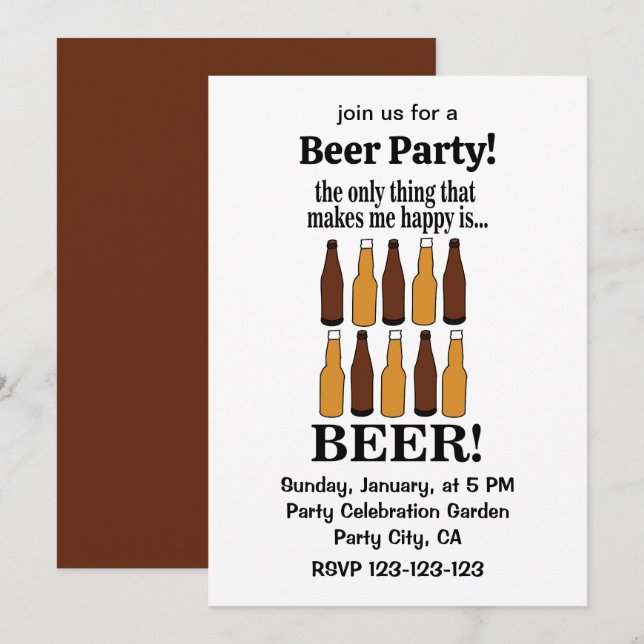 Invitación Botella de cerveza divertida cerveza (Anverso / Reverso)