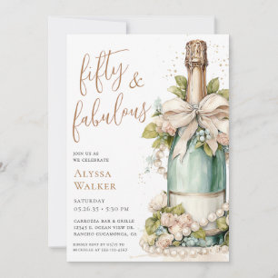 Invitación Botella de champán 50 & Fabuloso Cumpleaños 50