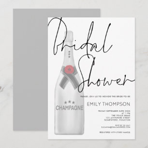 Invitación Botella de champán con estilo Script Ducha nupcial