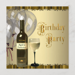 Invitación Botella de copa de vino Cumpleaños de cualquier nú