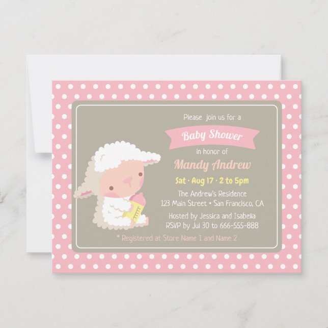 Invitación Botella de Leche de Corderito Adorable Cumpleaños  (Anverso)