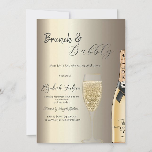 Invitación Botella de Moet Glass Champagne Bridal Shower (Anverso)