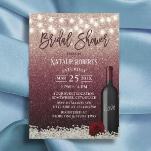 Invitación Botella de oro de la Rosa Roja de Borgoña