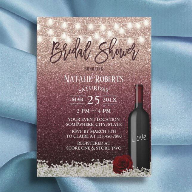 Invitación Botella de oro de la Rosa Roja de Borgoña (Subido por el creador)