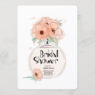 Invitación Botella de Perfume Bridal Shower con flores