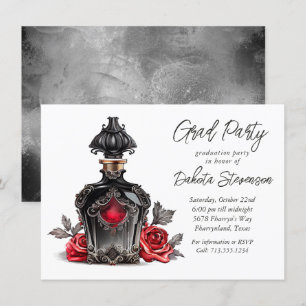 Invitación Botella de Perfume de Victoria y Rosas   Graduació
