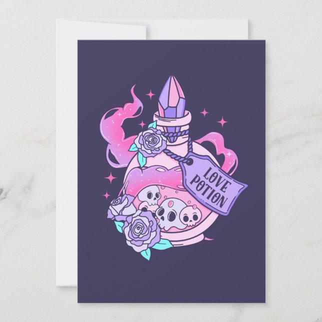 Invitación Botella de Poción de Amor Cute Rosa Halloween Poti (Anverso)