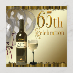 Invitación Botella de vidrio de vino Oro Fiesta de cumpleaños