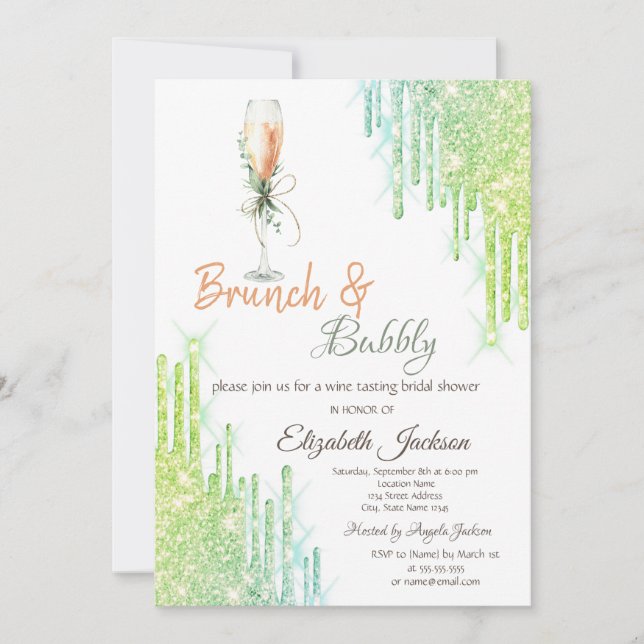 Invitación Botella de vidrio de vino Perforaciones verdes Bru (Anverso)
