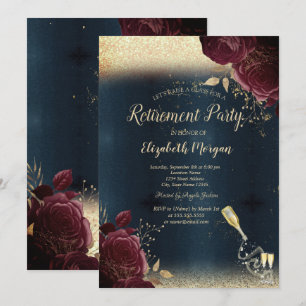Invitación Botella de vidrio de vino, retiro de Rosas de Borg
