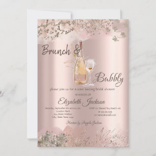 Invitación Botella de vidrio de vino Rosa ducha de novia de b