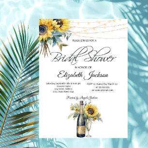 Invitación Botella de Vino de Vid Girasoles Luz Despedida de