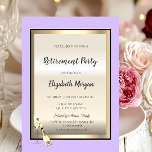 Invitación Botella de vino elegante de lavanda para jubilació