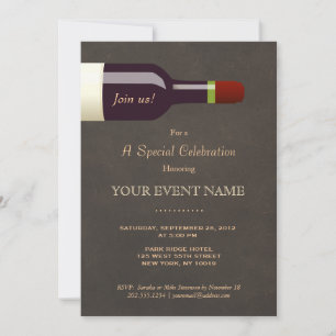 Invitación Botella de vino elegante, fiesta de cata de vino