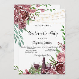 Invitación Botella de vino Rosas de Borgoña