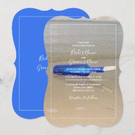 Invitación Botella en arena de playa boda