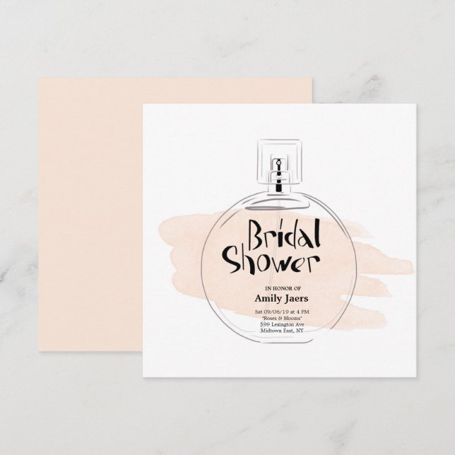 Invitación Botella Perfume de ducha de novia (Anverso / Reverso)