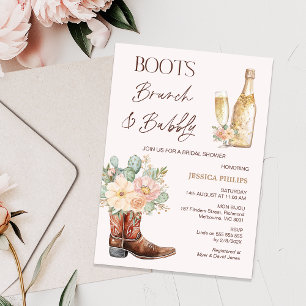 Invitación Botella Rubor Boots Brunch Bubbly Bridal Shower