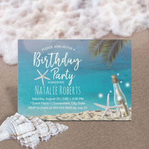 Invitación Botella tropical Starfish Beach Verano Cumpleaños