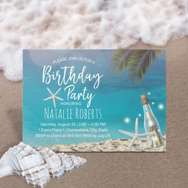 Invitación Botella tropical Starfish Beach Verano Cumpleaños (Subido por el creador)