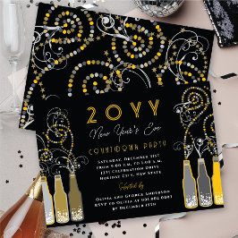 Invitación Botellas amarillas de burbuja nadan Fiesta de Noch