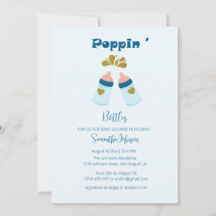 Invitación Botellas Blue Poppin Boy Baby Shower