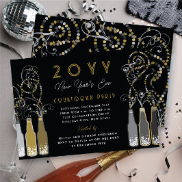 Invitación Botellas con burbujas de oro revolotean Fiesta de 