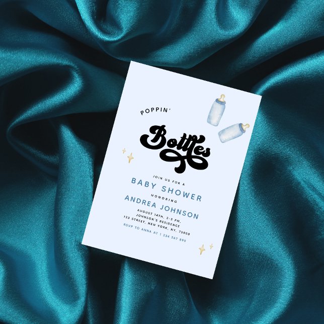 Invitación Botellas de Blue Poppin' Funny Boy Baby Shower (Subido por el creador)